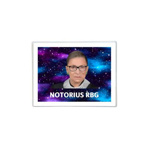 Personalized note cards personalized with galactic pattern and photo and the saying "NOTORIUS RBG"
