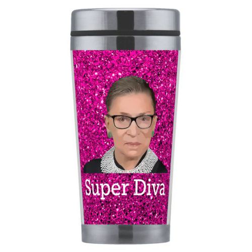 Mug personalized with Ruth Bader Ginsburg drawing and "Super Diva" design