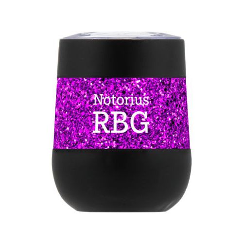 Personalized insulated steel 8oz cup personalized with "Notorious RGB" on purple design
