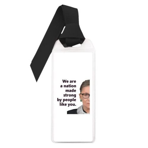 Personalized bookmark personalized with Ruth Bader Ginsburg drawing and "Notorious RGB" on galaxy design
