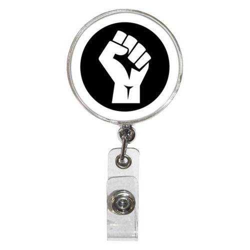 Personalized badge reel personalized with Black Lives Matter fist logo design