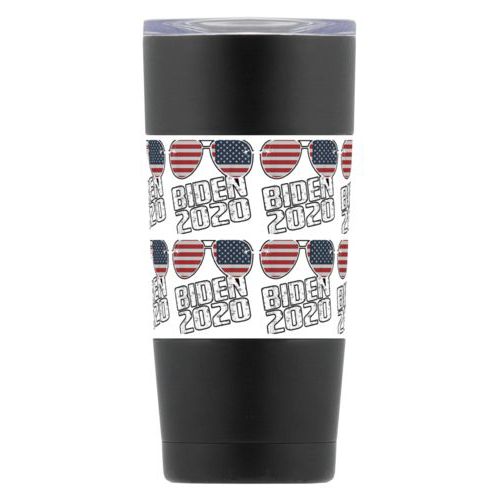 20oz insulated steel mug personalized with "Biden 2020" sunglasses tile design