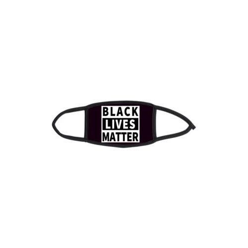 Custom facemask personalized with "Black Lives Matter" white on black design
