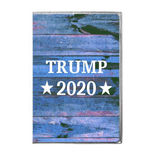 4x6 journal personalized with "Trump 2020" on blue wood grain design