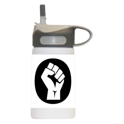12oz insulated steel sports bottle personalized with Black Lives Matter fist logo design