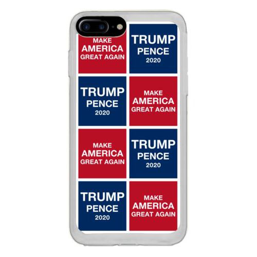 Personalized phone case personalized with "Trump Pence 2020" and "Make America Great Again" tiled design