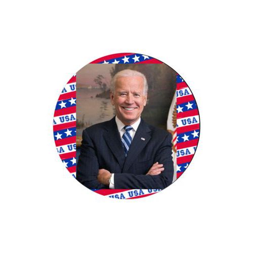 Set of 4 custom coasters personalized with Biden photo on red white and blue design