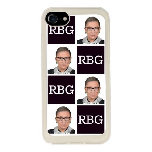 Custom protective phone case personalized with Ruth Bader Ginsburg drawing and "RGB" tiled design