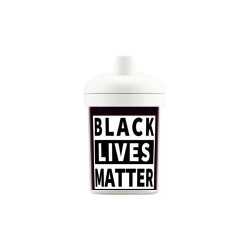 Personalized toddler cup personalized with "Black Lives Matter" white on black design