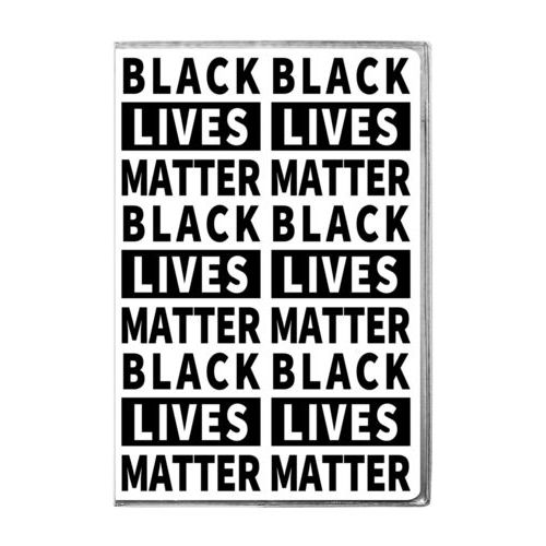 6x9 journal personalized with "Black Lives Matter" black on white tiled design
