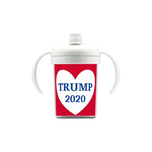 Personalized sippy cup personalized with "Trump 2020" in heart design