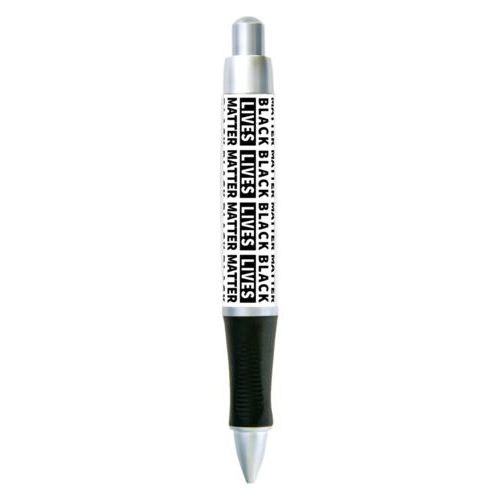 Custom pen personalized with "Black Lives Matter" black on white tiled design
