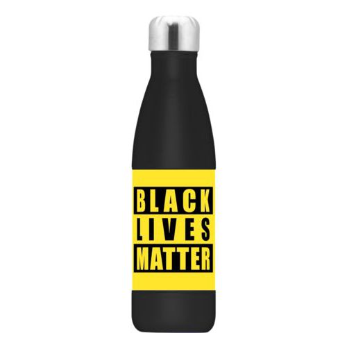 17oz insulated steel bottle personalized with "Black Lives Matter" black on yellow design