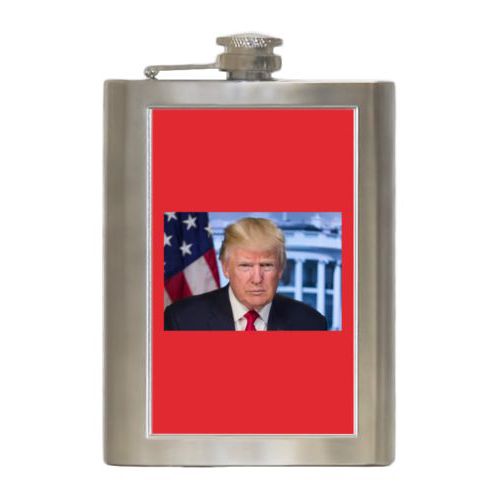 Durable steel flask personalized with Trump photo design