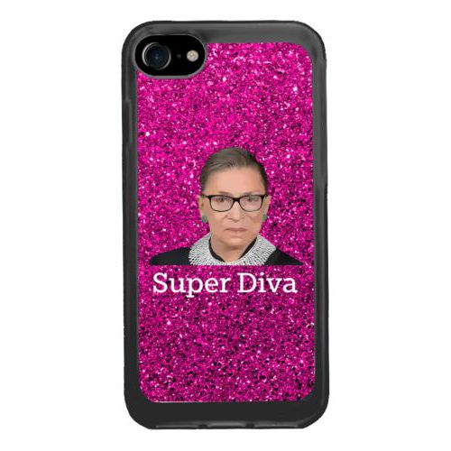 Personalized phone case personalized with Ruth Bader Ginsburg drawing and "Super Diva" design
