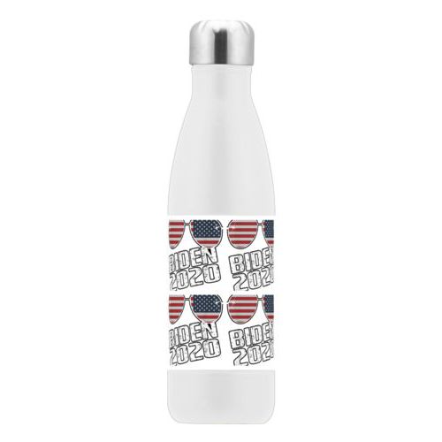 17oz insulated steel bottle personalized with "Biden 2020" sunglasses tile design