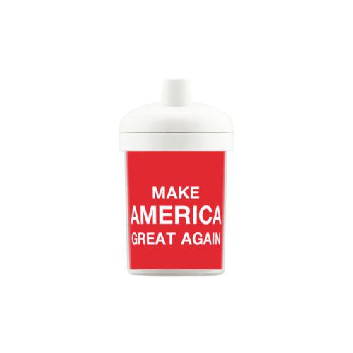 Personalized toddler cup personalized with "Make America Great Again" design on red