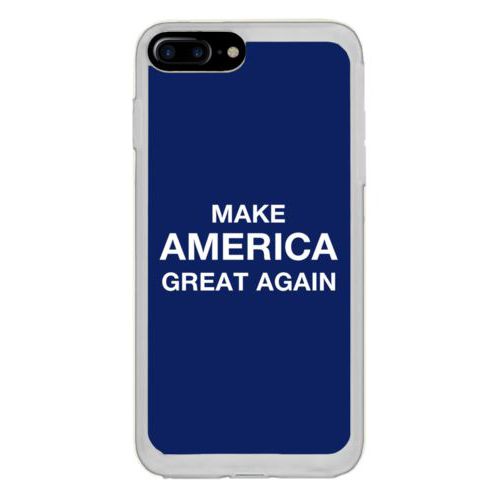 Custom protective phone case personalized with "Make America Great Again" design on blue