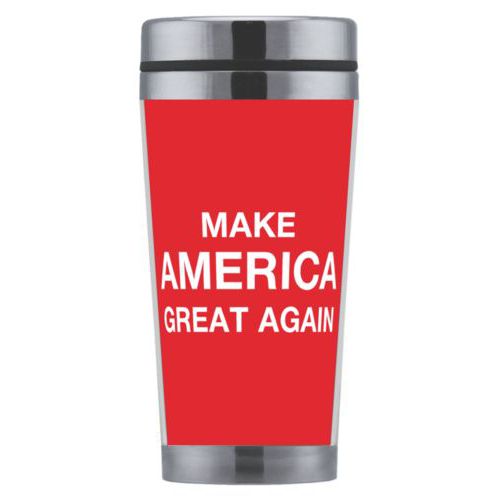 Mug personalized with "Make America Great Again" design on red