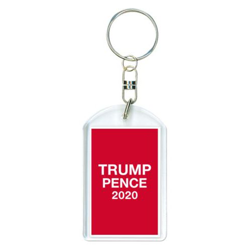 Custom keychain personalized with "Trump Pence 2020" on red design