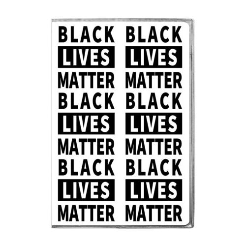 4x6 journal personalized with "Black Lives Matter" black on white tiled design
