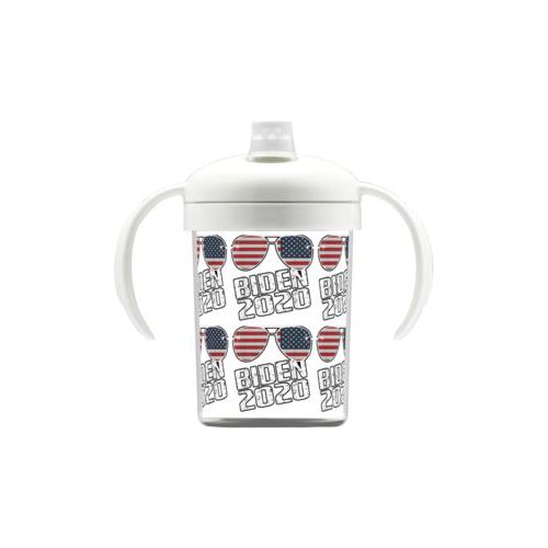 Personalized sippy cup personalized with "Biden 2020" sunglasses tile design