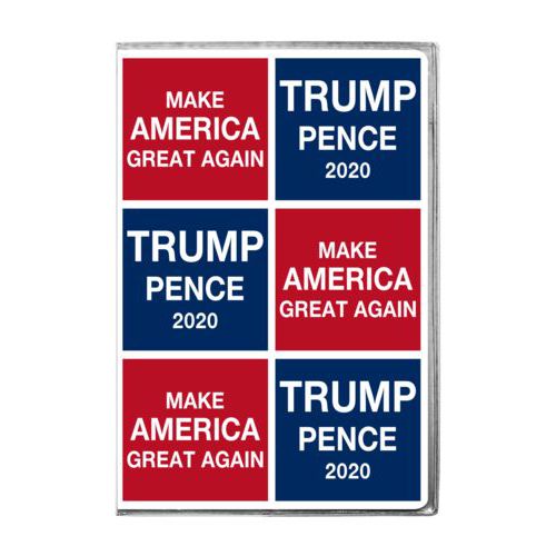 4x6 journal personalized with "Trump Pence 2020" and "Make America Great Again" tiled design