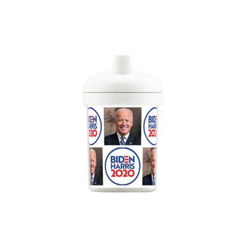 Personalized toddler cup personalized with "Biden Harris 2020" round logo and Biden photo tile design
