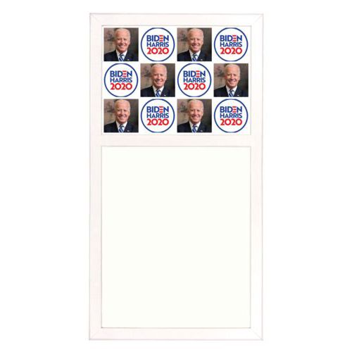 Personalized whiteboard personalized with "Biden Harris 2020" round logo and Biden photo tile design