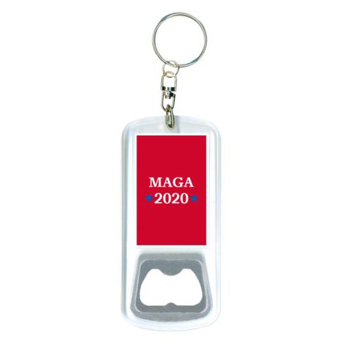 Bottle opener with key ring personalized with "MAGA 2020" design