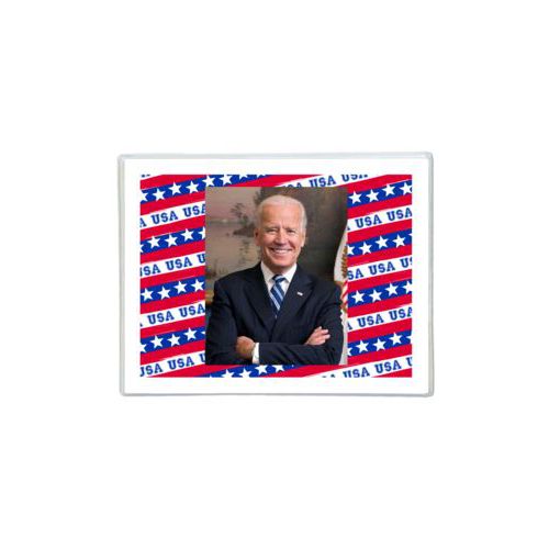 Note cards personalized with Biden photo on red white and blue design