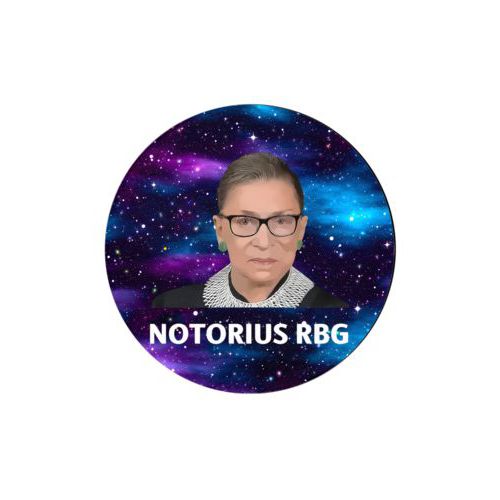 Set of 4 custom coasters personalized with Ruth Bader Ginsburg drawing and "Notorious RGB" on galaxy design