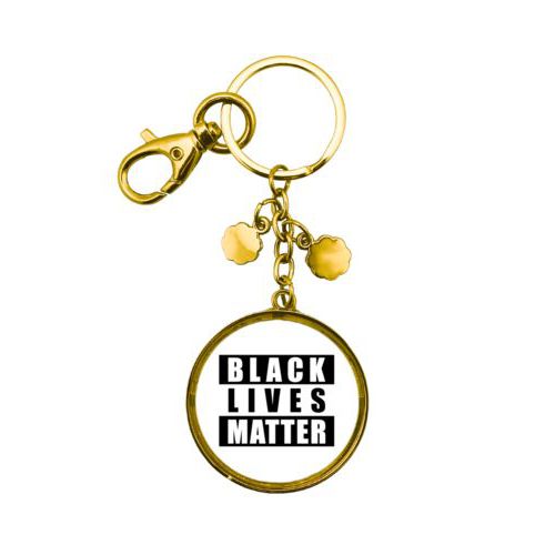 Custom keychain personalized with "Black Lives Matter" black on white design