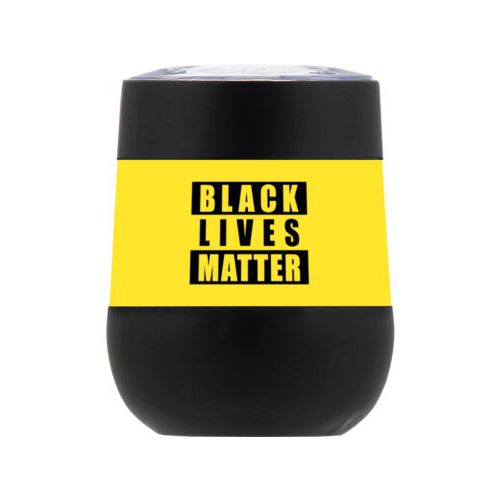 Personalized insulated steel 8oz cup personalized with "Black Lives Matter" black on yellow design