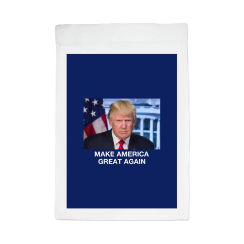 Custom yard flag personalized with Trump photo with "Make America Great Again" design