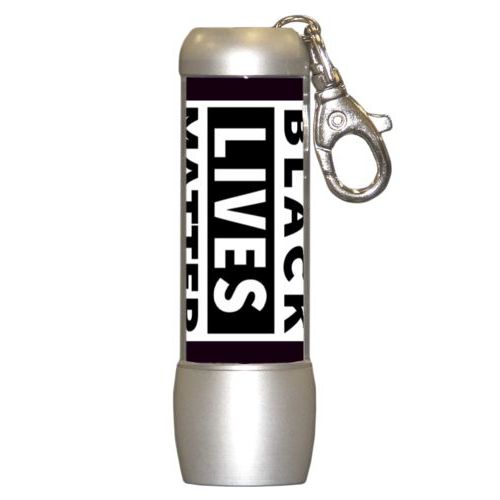 Handy custom photo flashlight personalized with "Black Lives Matter" white on black design