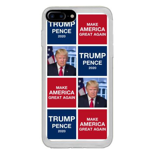 Personalized phone case personalized with Trump photo with "Trump Pence 2020" and "Make America Great Again" tiled design