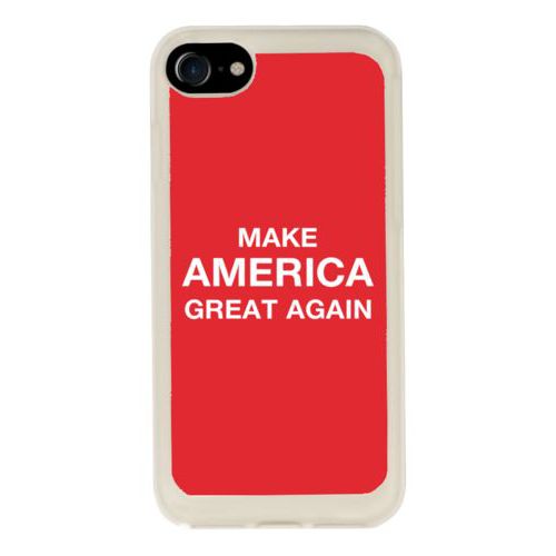 Custom protective phone case personalized with "Make America Great Again" design on red