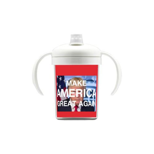 Personalized sippy cup personalized with Trump photo and "Make America Great Again" design