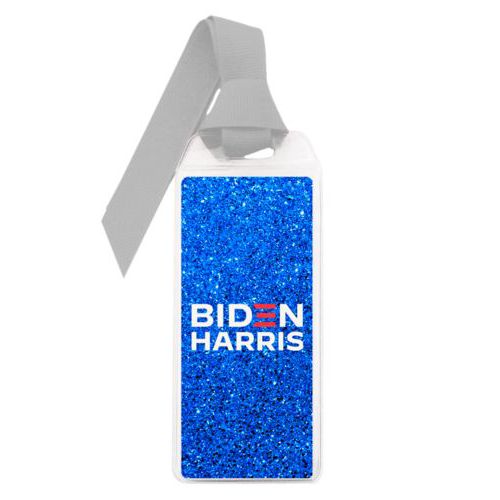 Personalized bookmark personalized with "Biden Harris" logo on blue design