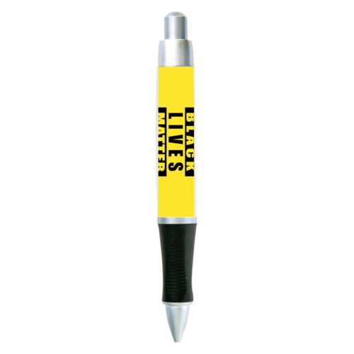Custom pen personalized with "Black Lives Matter" black on yellow design