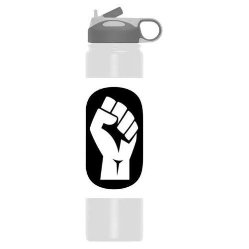 24oz insulated steel sports bottle personalized with Black Lives Matter fist logo design