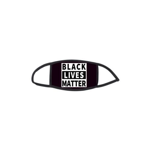 Custom facemask personalized with "Black Lives Matter" white on black design