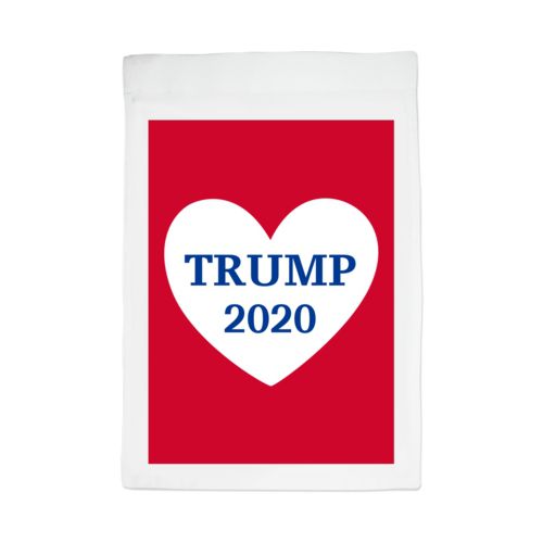 Personalized yard flag personalized with "Trump 2020" in heart design