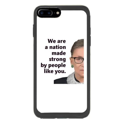 Custom protective phone case personalized with Ruth Bader Ginsburg drawing and "Notorious RGB" on galaxy design