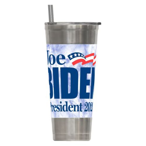 24oz insulated steel tumbler personalized with "Joe Biden President 2020" logo on cloud design