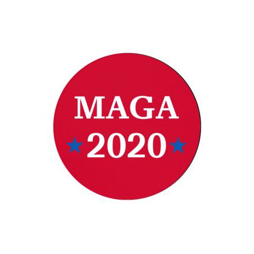 4 inch diameter personalized coaster personalized with "MAGA 2020" design