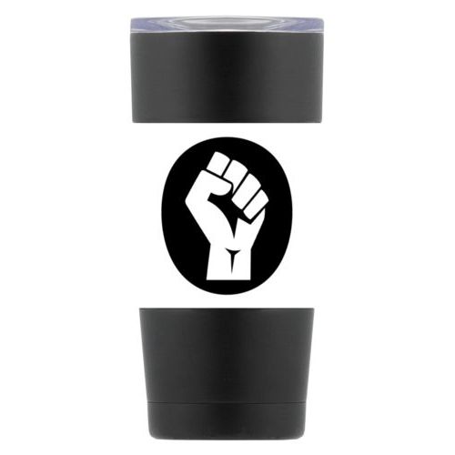 20oz insulated steel mug personalized with Black Lives Matter fist logo design