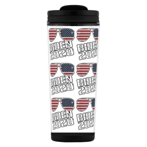 Tall mug personalized with "Biden 2020" sunglasses tile design