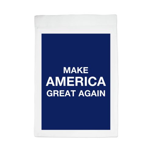 Personalized yard flag personalized with "Make America Great Again" design on blue